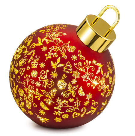 Lamart - Natale 2025 - Palla di Natale in Vetro Rosso con LED – 25 cm – Decorata con Stelle Dorate