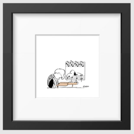 Peanuts: Music - Stampa 25,5x25,5 cm incorniciata