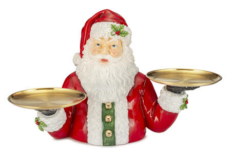 Lamart - Statua Babbo Natale in Resina con 2 Vassoi in Metallo – Palais Royal – 76x47 cm