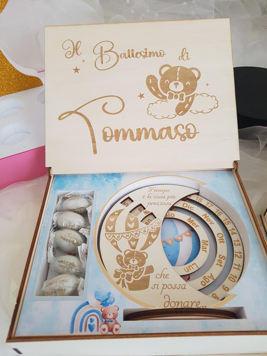 Calendario perpetuo legno 12cm Battesimo