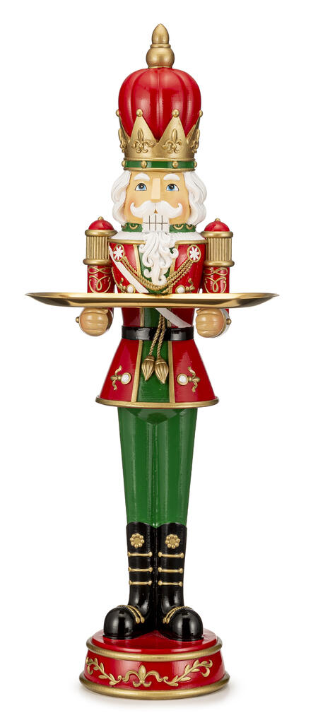 Lamart - Natale 2025 - Schiaccianoci decorativo in resina con vassoio in metallo – 61 cm