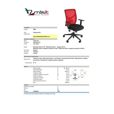 Sedia operativa PENTAGON Y10 PENA con schienale in rete e braccioli