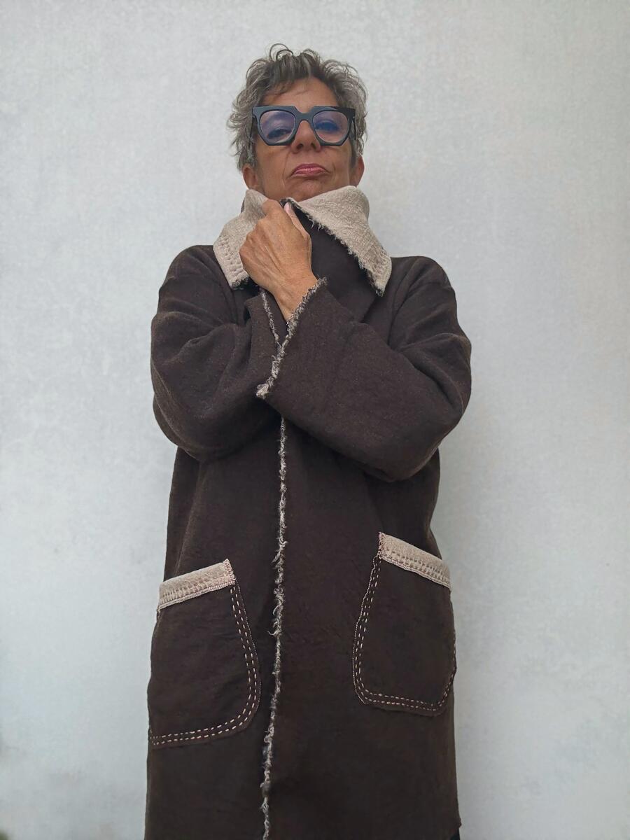 Giacca marrone e beige