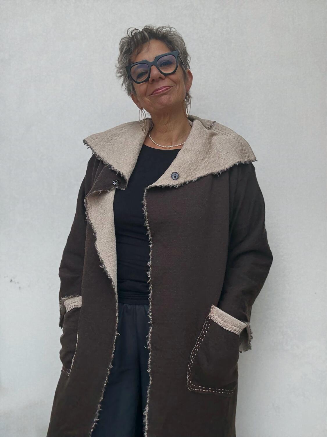 Giacca marrone e beige