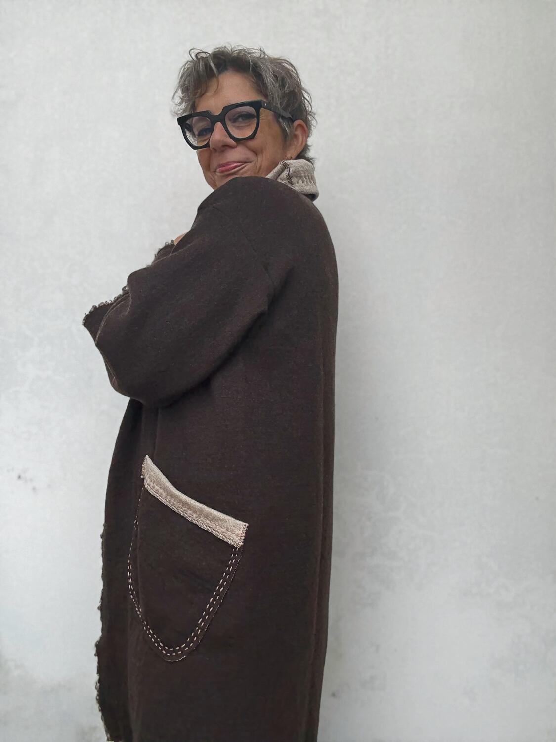 Giacca marrone e beige