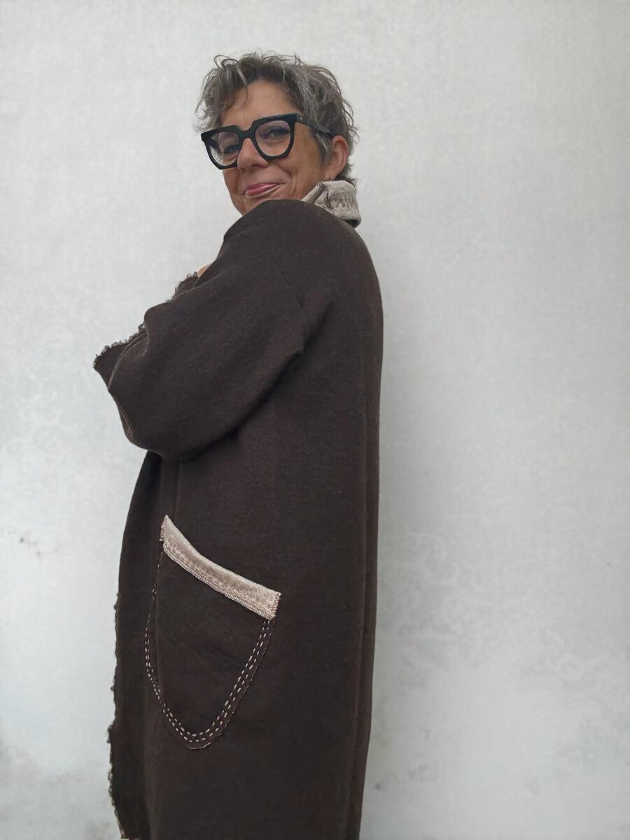 Giacca marrone e beige