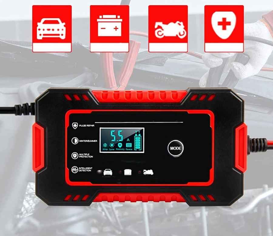 Batteria Auto moto Portatile 12V Caricabatterie Emergenza e Intelligente