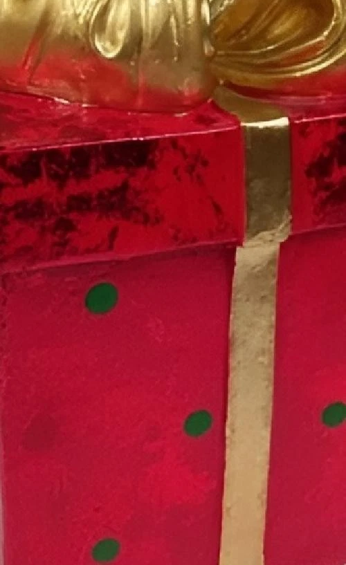 Base per Albero Forma di Pacco Regalo Rosso con Fiocco Oro Base piede di Natale