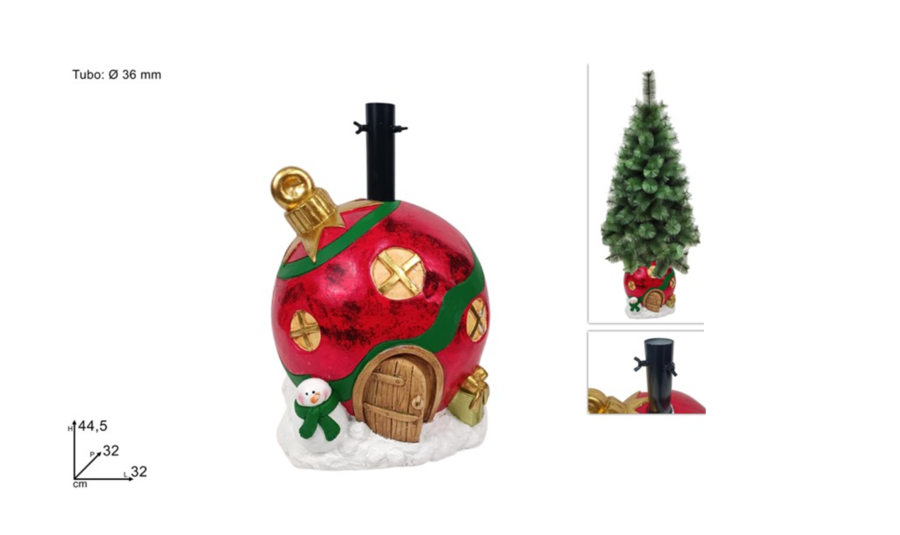 Base per Albero Forma di Palla con Pupazzo di neve Base piede di Natale 32x32x44