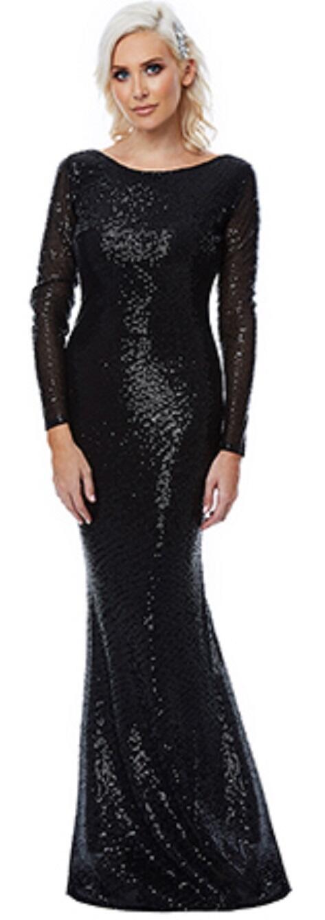 0274 ABITO LUNGO CON SCHIENA MOLTO SCOLLATA IN TESSUTO CON PAILLETTES