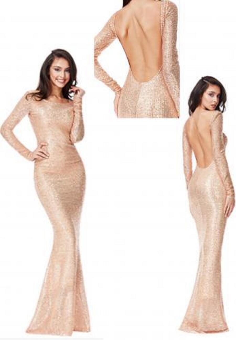 0274 ABITO LUNGO CON SCHIENA MOLTO SCOLLATA IN TESSUTO CON PAILLETTES