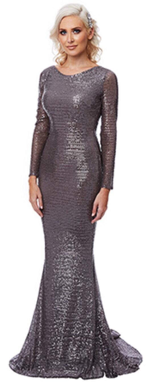 0274 ABITO LUNGO CON SCHIENA MOLTO SCOLLATA IN TESSUTO CON PAILLETTES