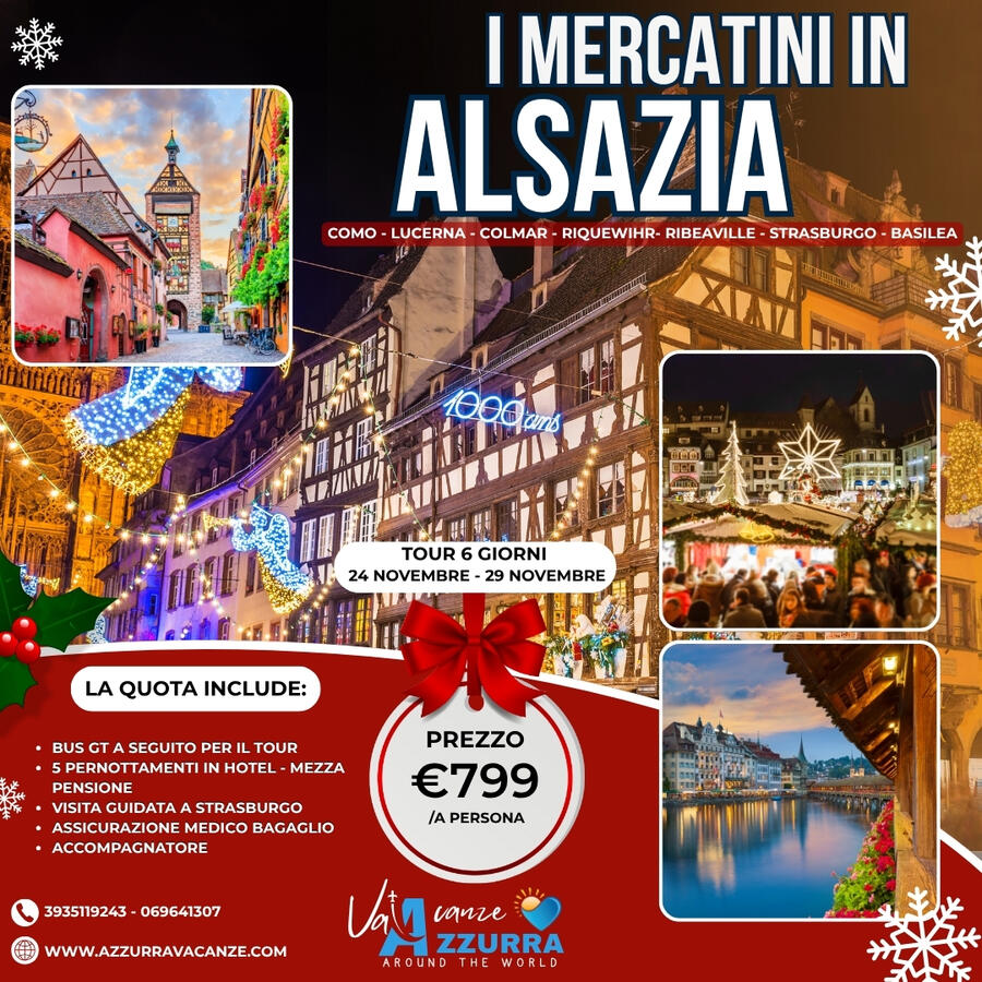 24 NOVEMBRE 2025MERCATINI DI NATALE SVIZZERA E FRANCIA