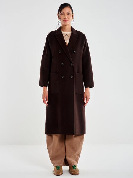 Vicolo Cappotto Doppiopetto Basic Lungo Cioccolato