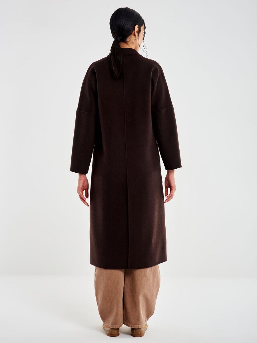 Vicolo Cappotto Doppiopetto Basic Lungo Cioccolato
