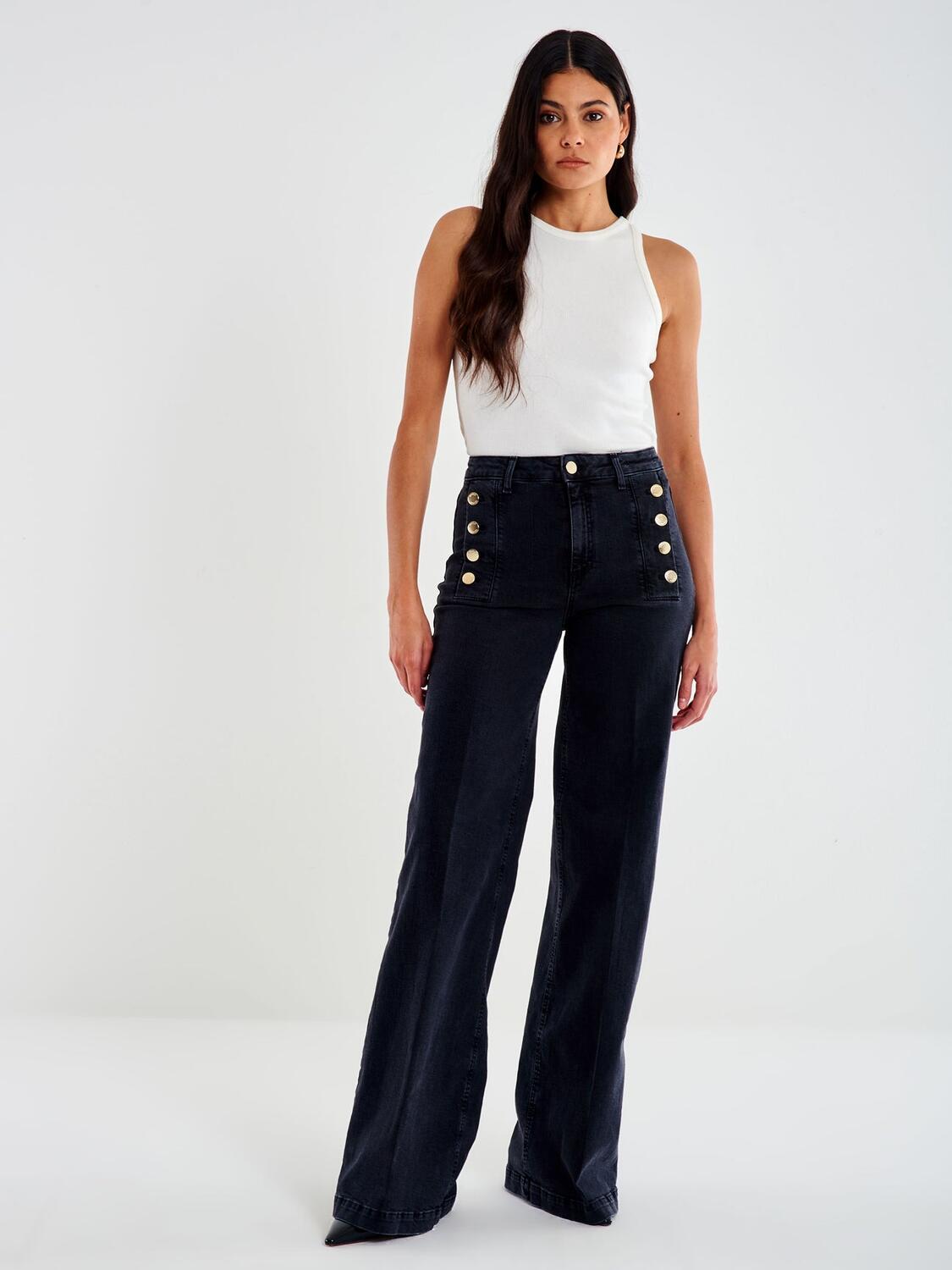 Vicolo Jeans Giudith Nero con Bottoni