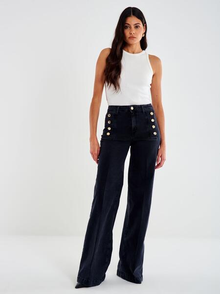 Vicolo Jeans Giudith Nero con Bottoni