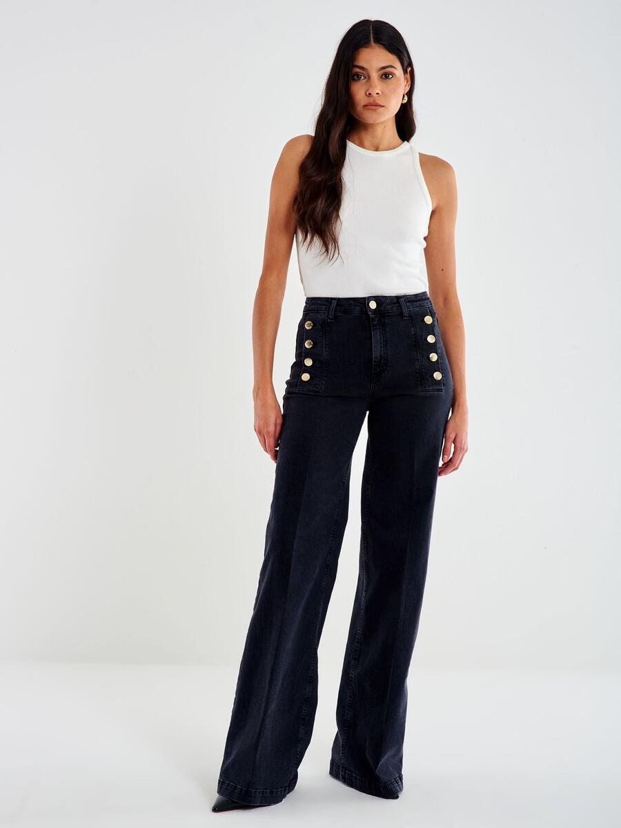 Vicolo Jeans Giudith Nero con Bottoni