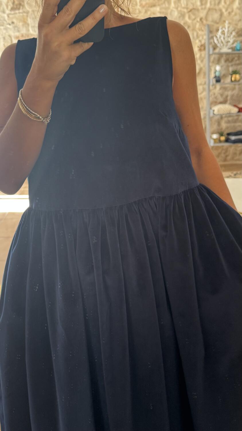 Ines maxi dress Blu Navy velvet