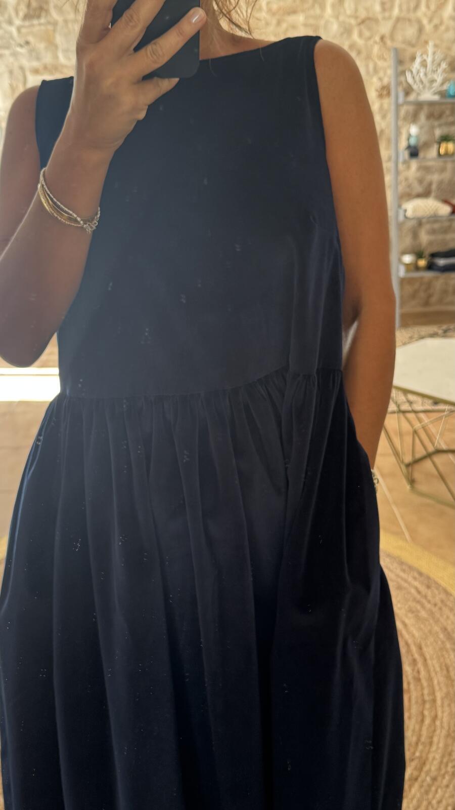 Ines maxi dress Blu Navy velvet