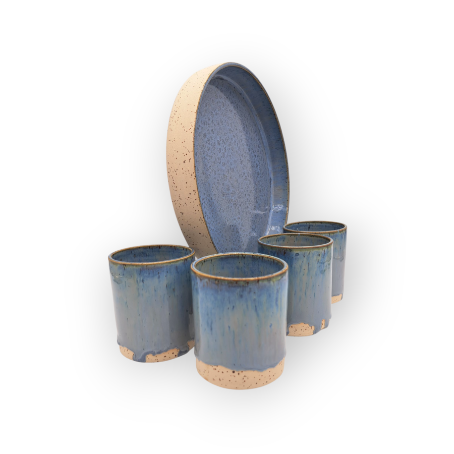 Set Vassoio e Bicchieri Ardesia