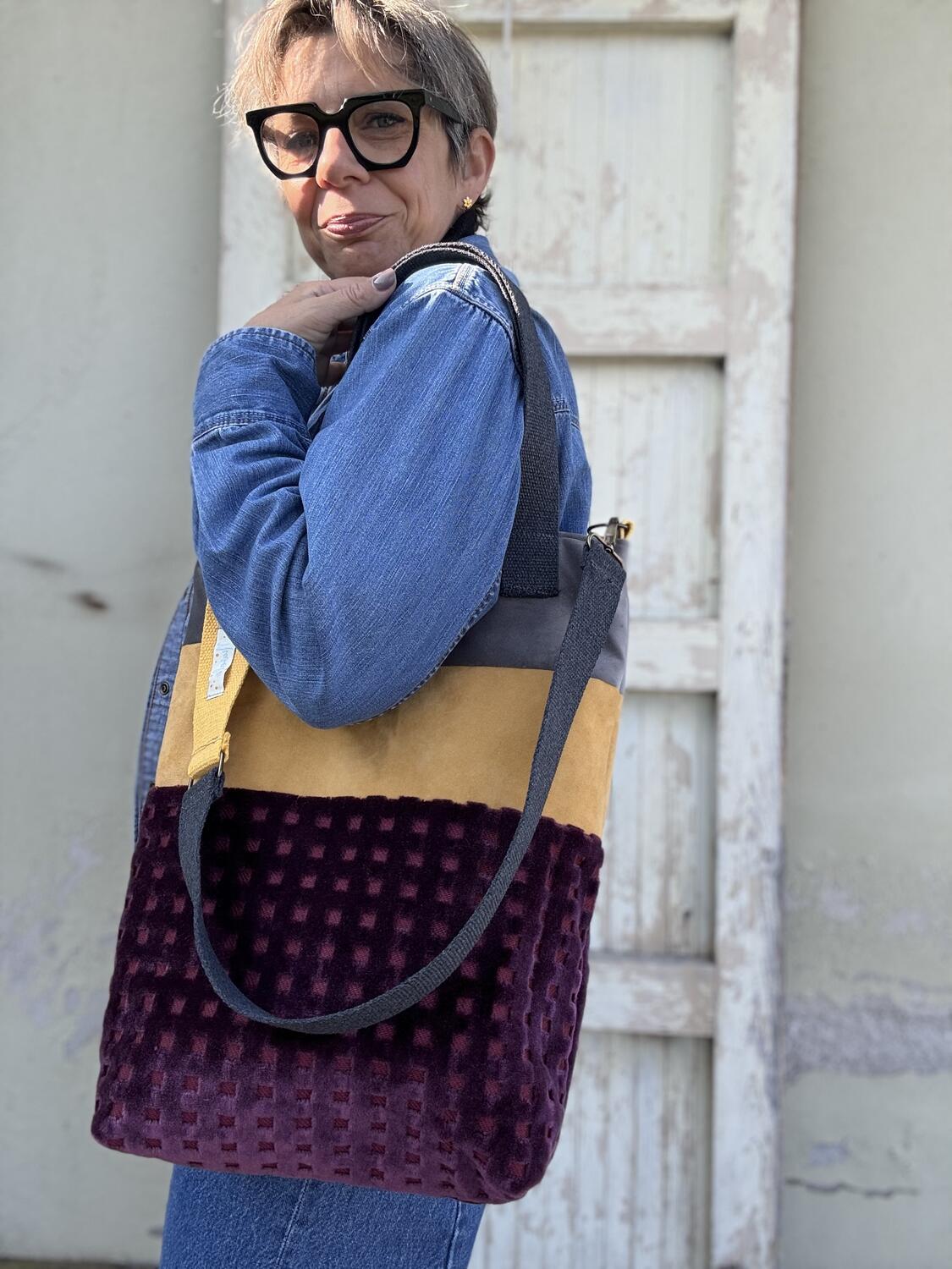 Borsa burgundy e giallo