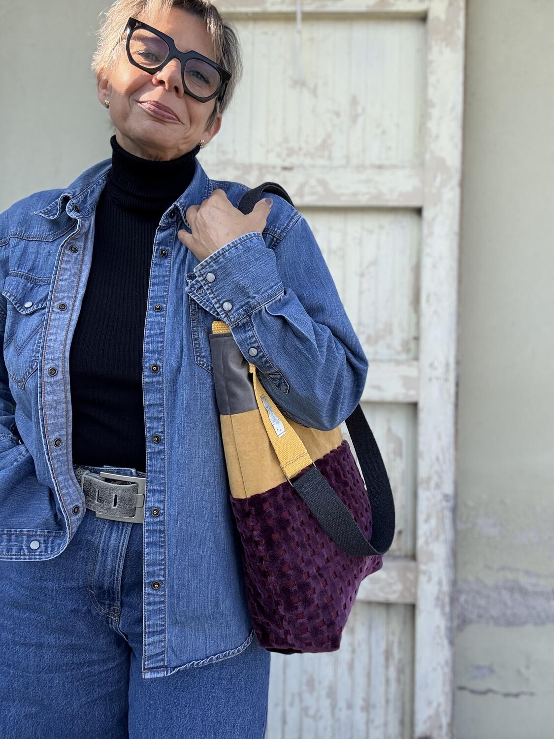 Borsa burgundy e giallo
