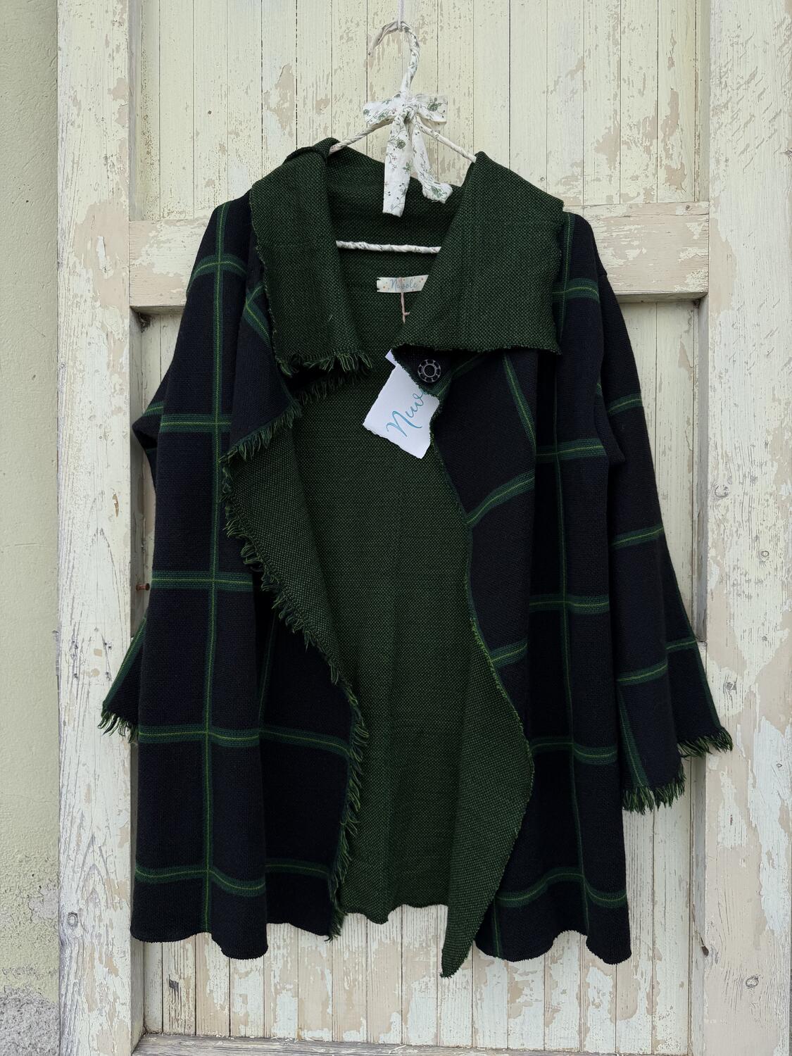 Giacca blu scuro a quadri verdi