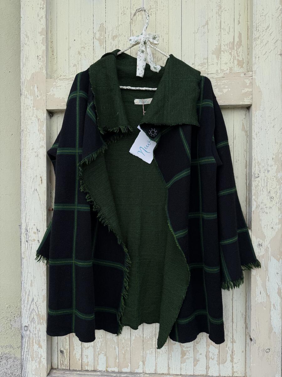 Giacca blu scuro a quadri verdi