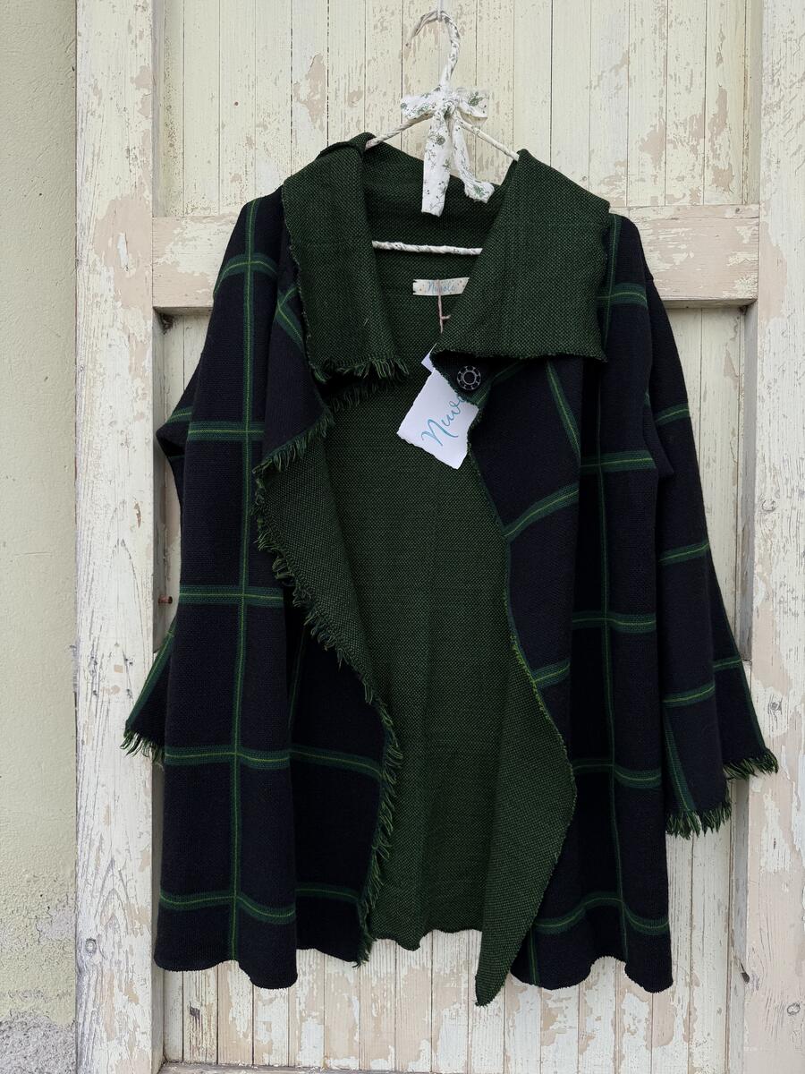 Giacca blu scuro a quadri verdi