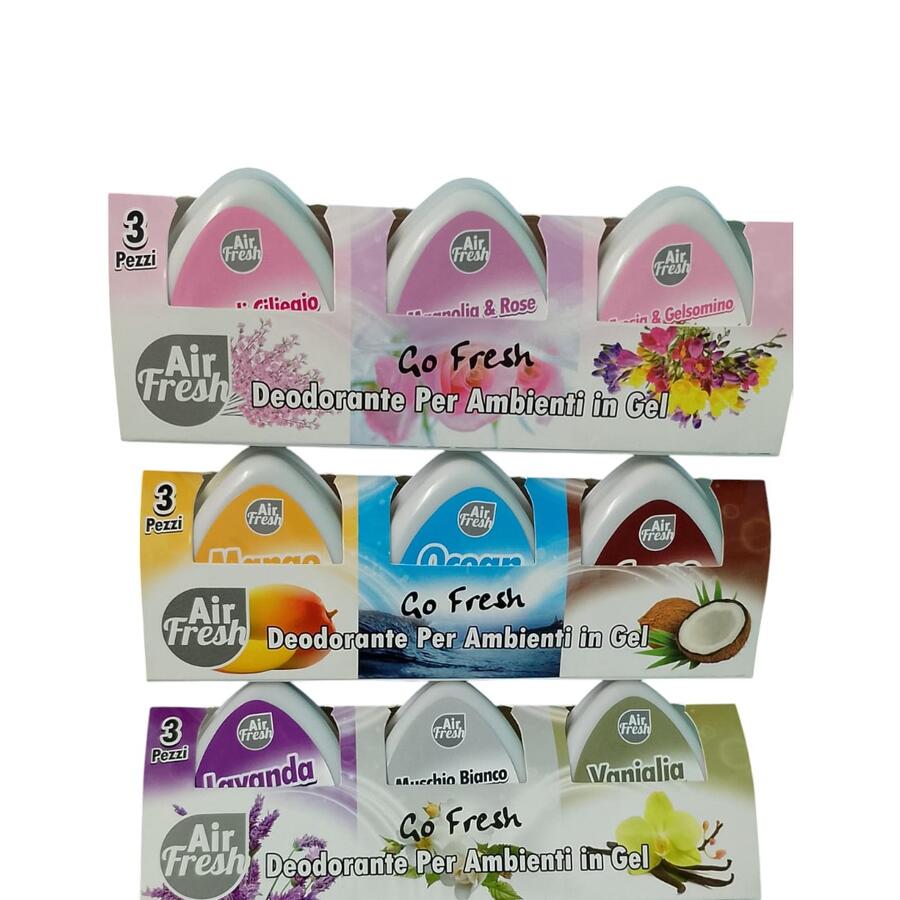 AIR FRESH DEO GEL 3 PEZZI 180 GR (Confezione da 24 pezzi) 