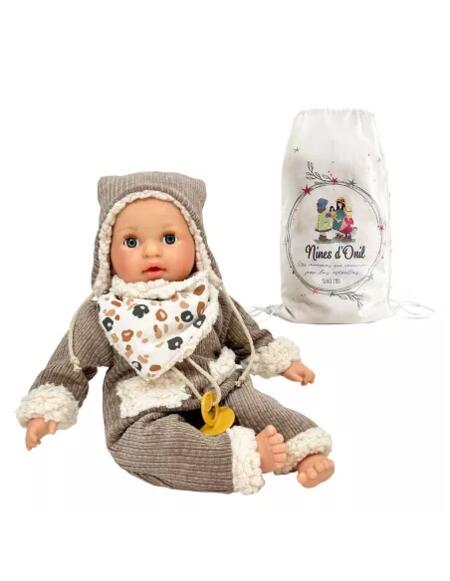 Álex Cozy Brown – Bambola 40 cm con occhi mobili e completo felpato | Nines d'Onil