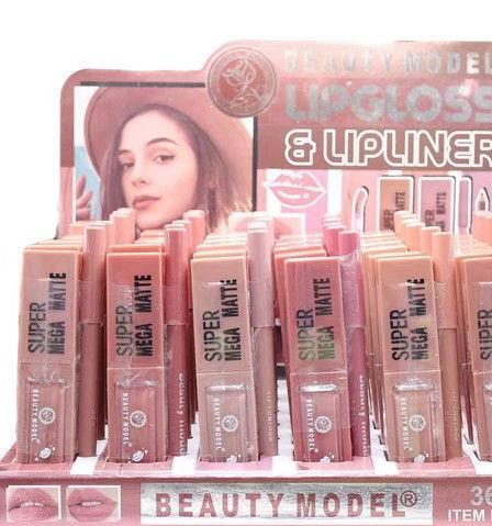 BEAUTY MODEL LIP GLOSS & LIP LINER (Dupe MAYBELLINE)
 [Conf.da 36 kit da 2 pezzi]