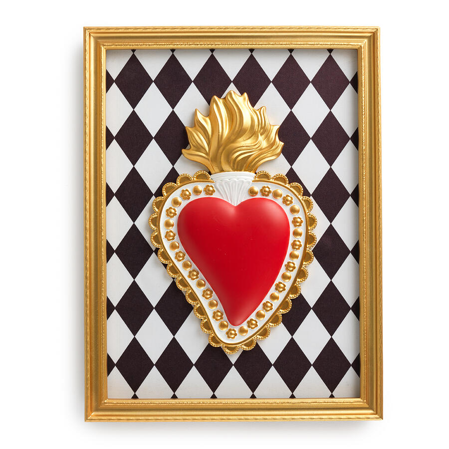 Henriette - Cornice Rettangolare Multicolor con Cuore Sacro e Rombi – Ton Coeur | Idea Regalo e Bomboniera Elegante