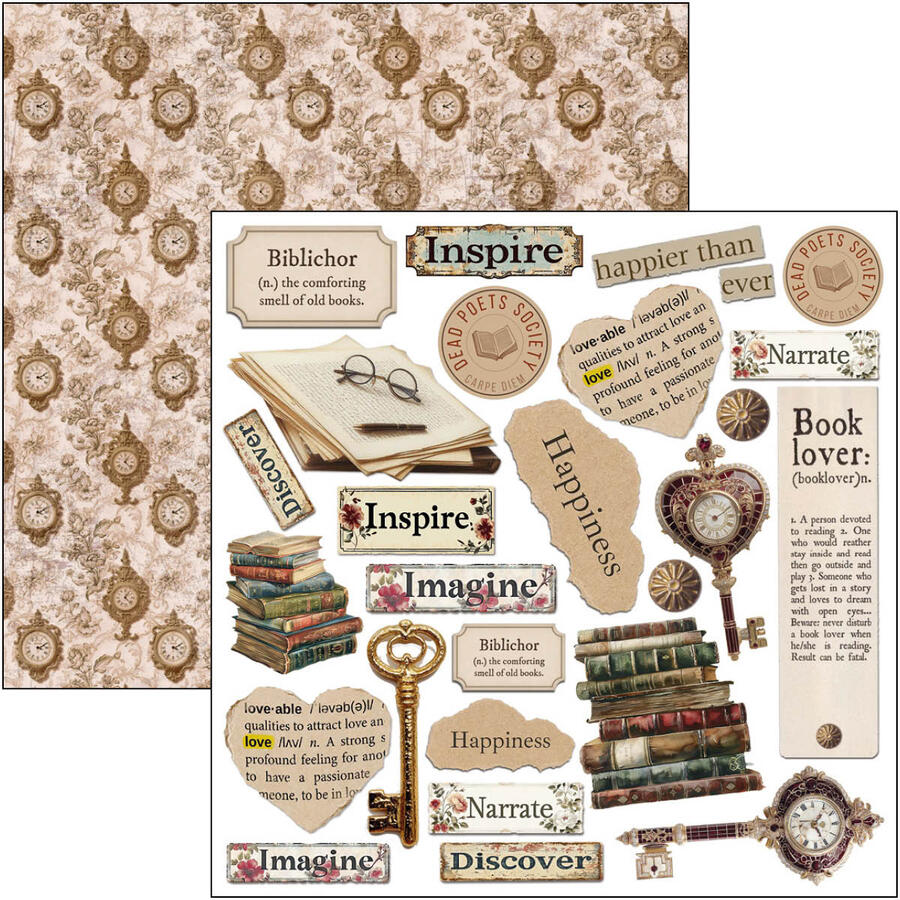Book Lovers Fussy Cut pad 15 x 15 cm