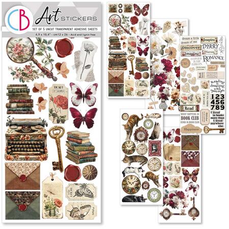 Art stickers Book Lovers transparent adhesive sheets
