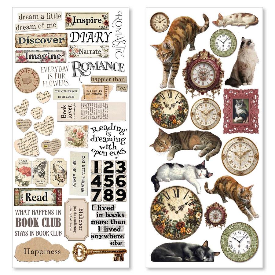 Art stickers Book Lovers transparent adhesive sheets 