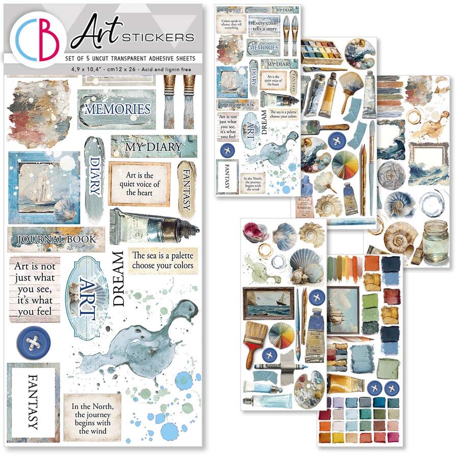 Art stickers An artist Journey transparent adhesive sheets 