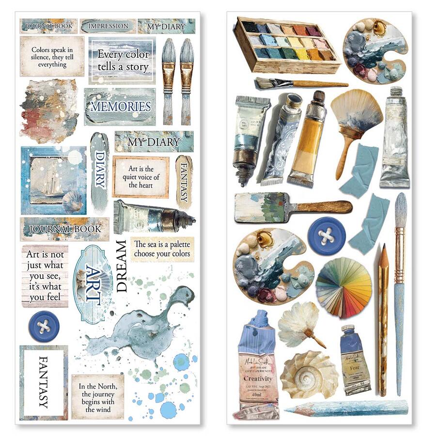 Art stickers An artist Journey transparent adhesive sheets 