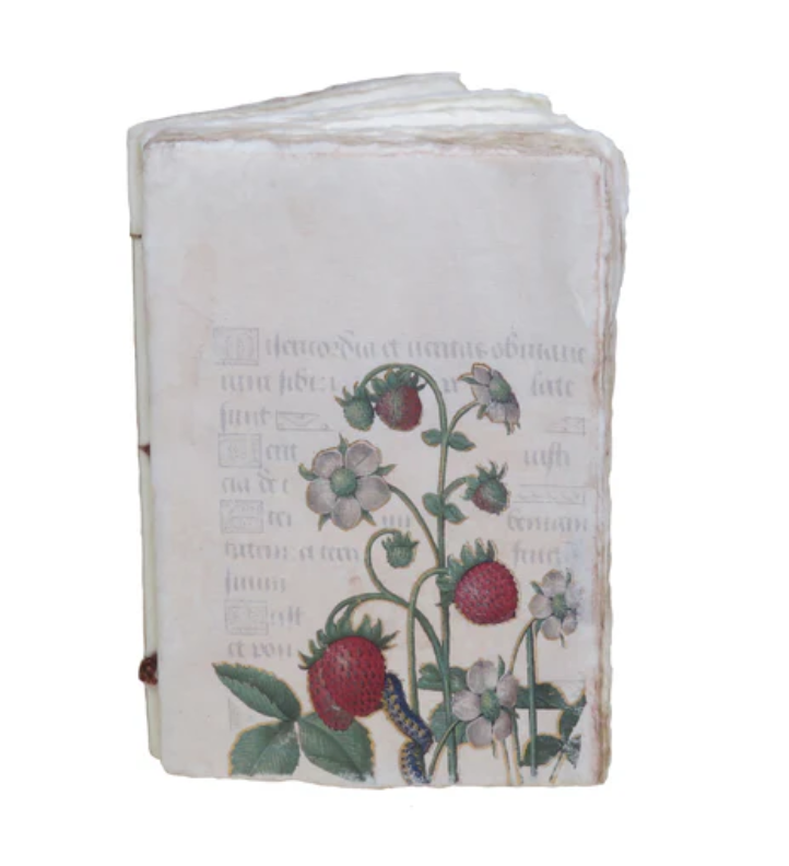 Notebook artigianale – “Fragole” di Anna di Bretagna  - Taccuino in carta pergamena