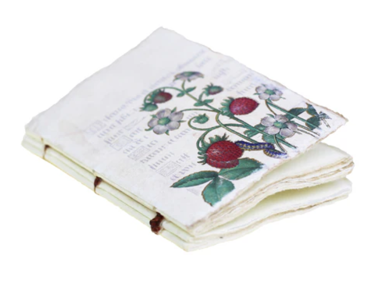 Notebook artigianale – “Fragole” di Anna di Bretagna  - Taccuino in carta pergamena