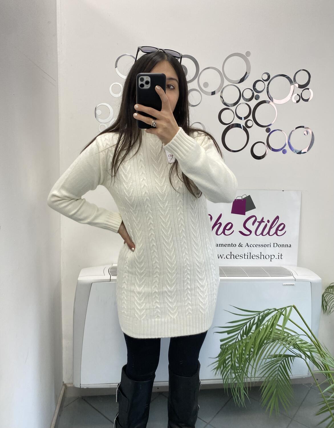 NOVITÀ Pull/abito con mezzo collo e trama treccia 