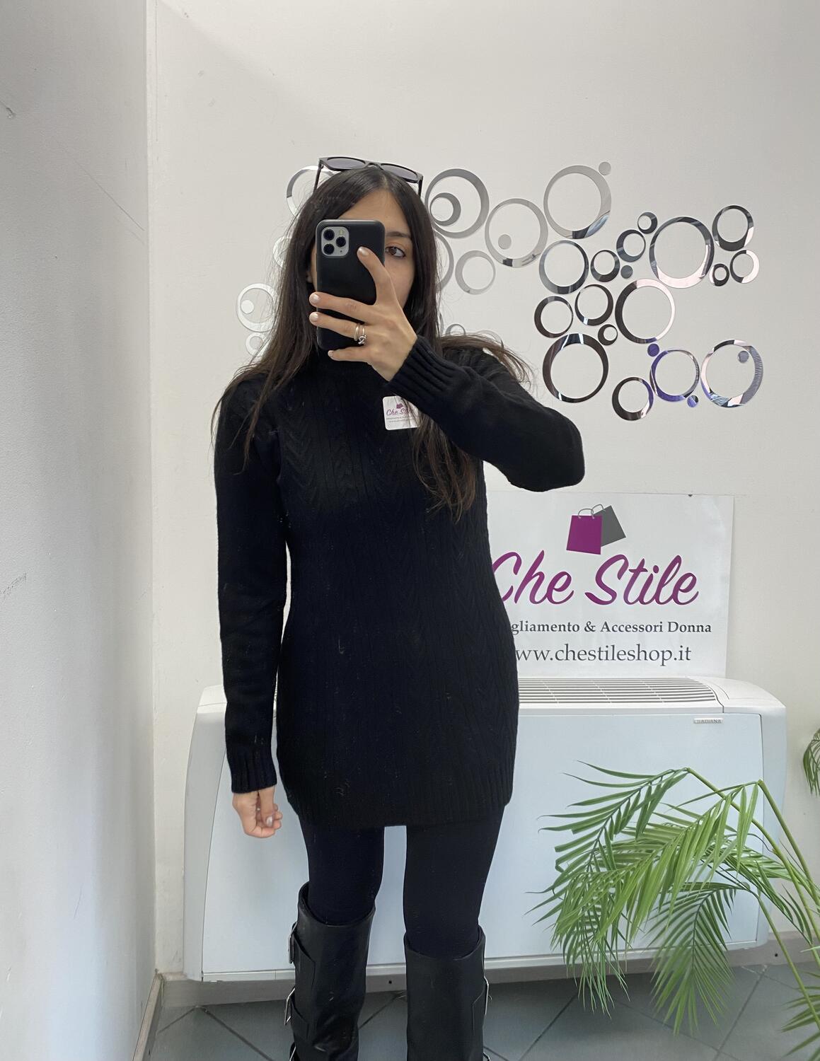 NOVITÀ Pull/abito con mezzo collo e trama treccia 