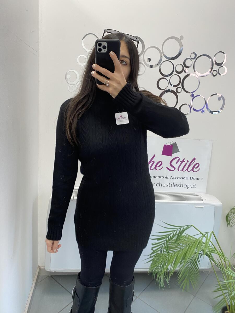 NOVITÀ Pull/abito con mezzo collo e trama treccia 