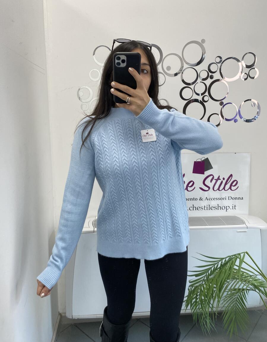 NOVITÀ Pull mezzo collo trama treccia frontale