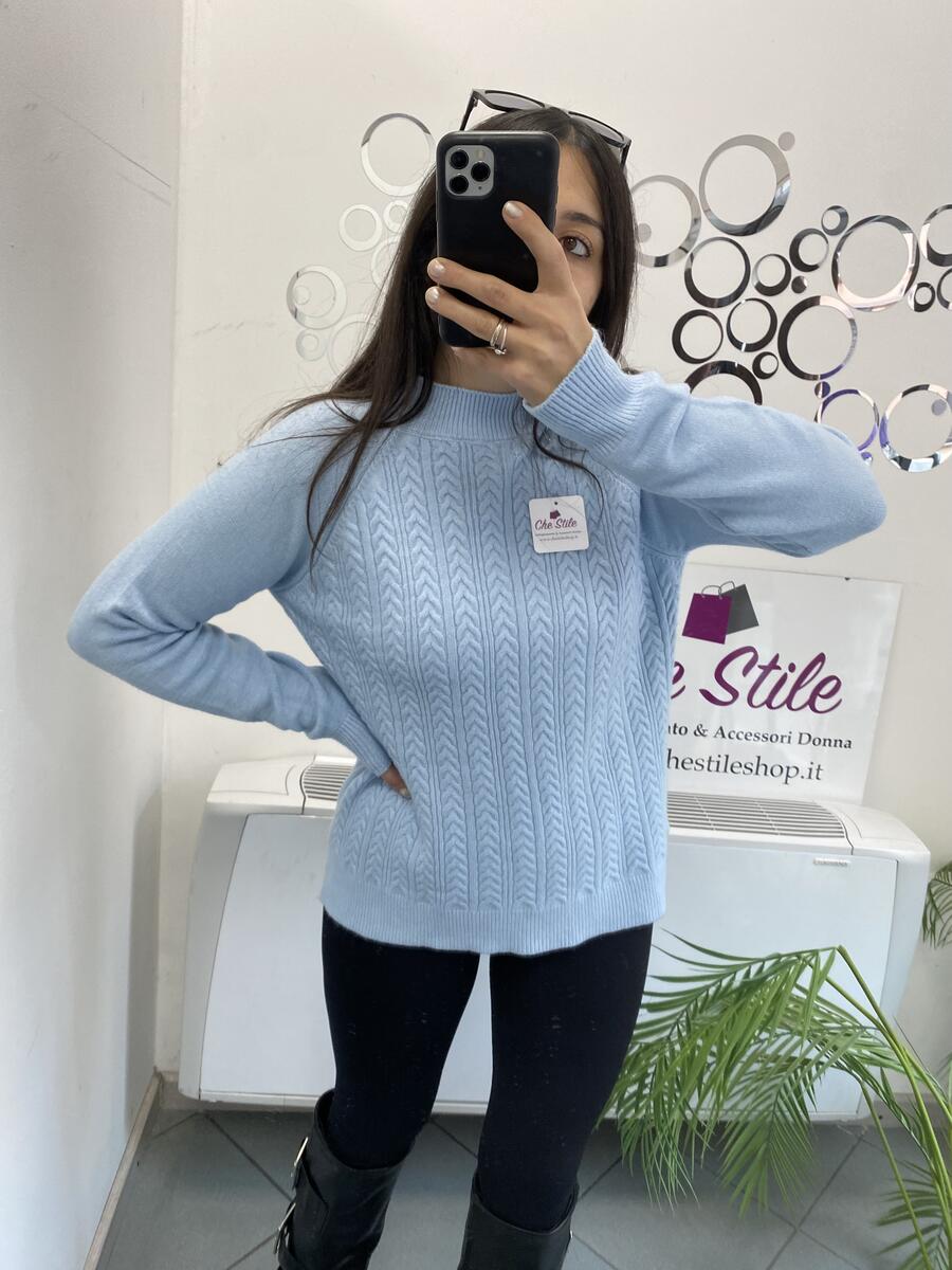 NOVITÀ Pull mezzo collo trama treccia frontale