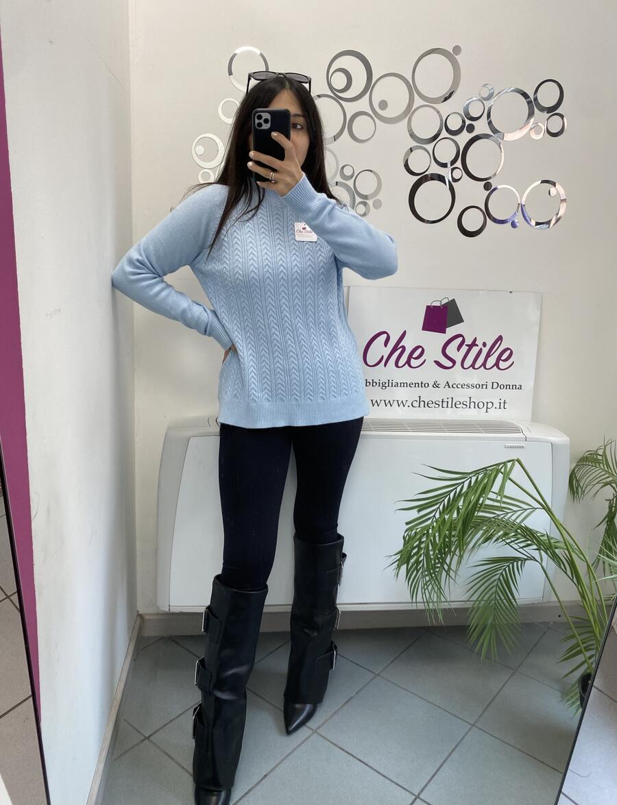 NOVITÀ Pull mezzo collo trama treccia frontale