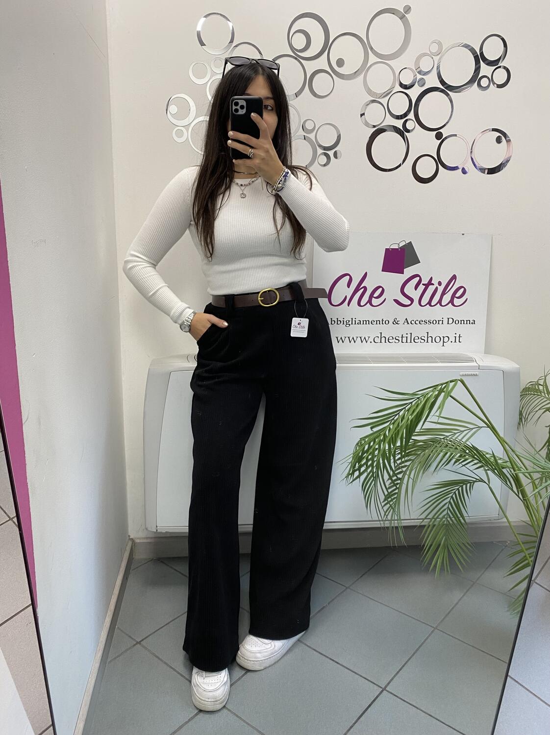 NOVITÀ Pantapalazzo a costine in velluto 