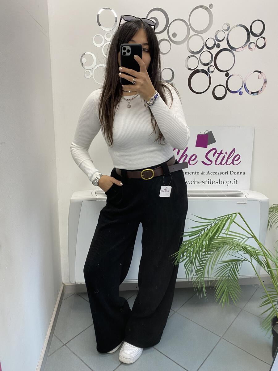 NOVITÀ Pantapalazzo a costine in velluto 