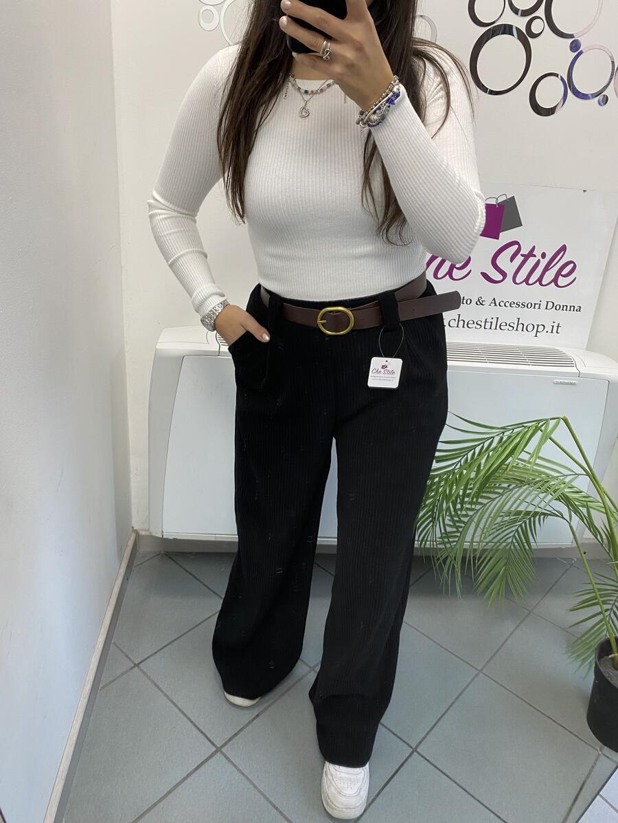 NOVITÀ Pantapalazzo a costine in velluto 